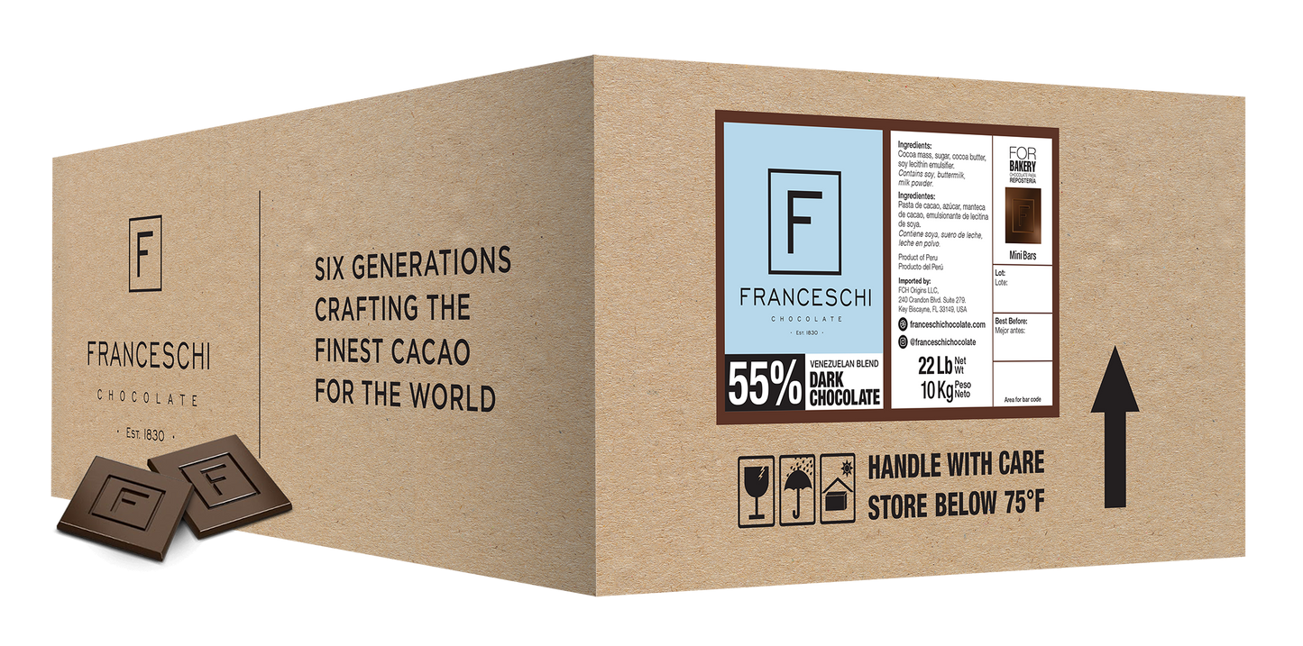 FRANCESCHI DARK CHOCOLATE VENEZUELAN BLEND 55% Mini Bars 22 Lb.
