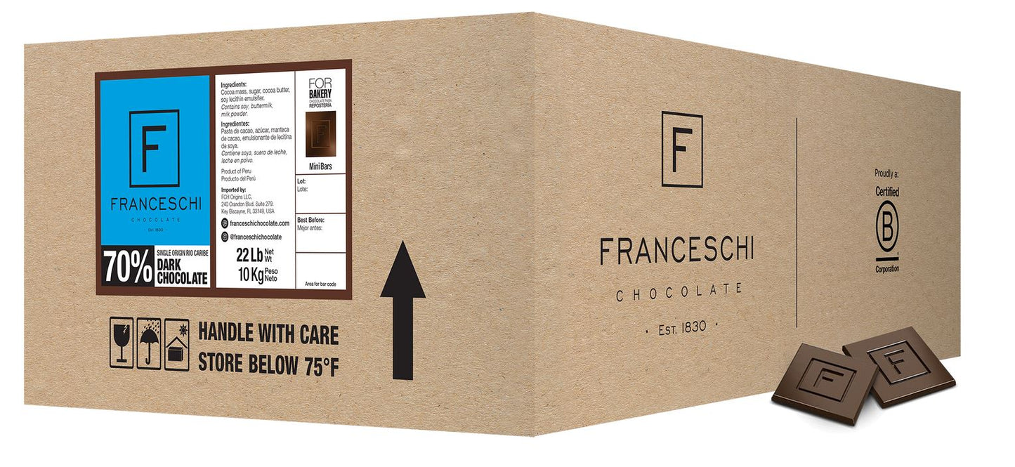 Franceschi Dark Chocolate Single Origin Río Caribe 70% Mini Bars