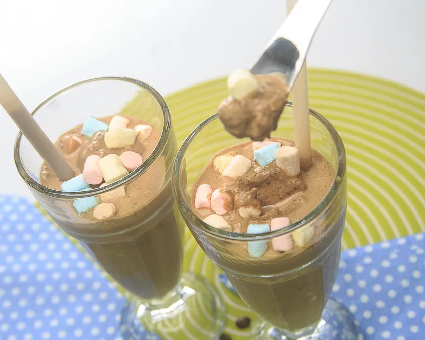 Frozen mokachino topped with marshmallows